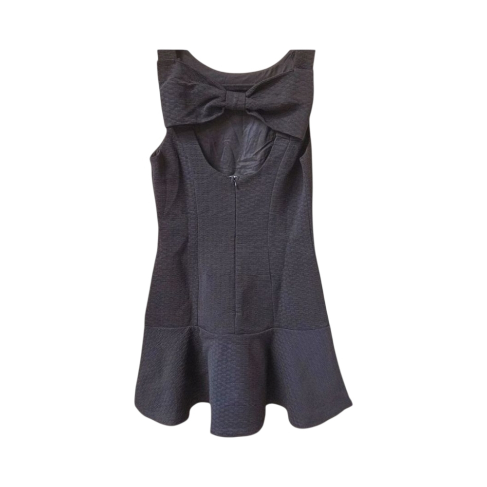 Mika & Gala Size 8 Black Bow Back Keyhole Mini Dress Cotton Blend NWT - Picture 8 of 16